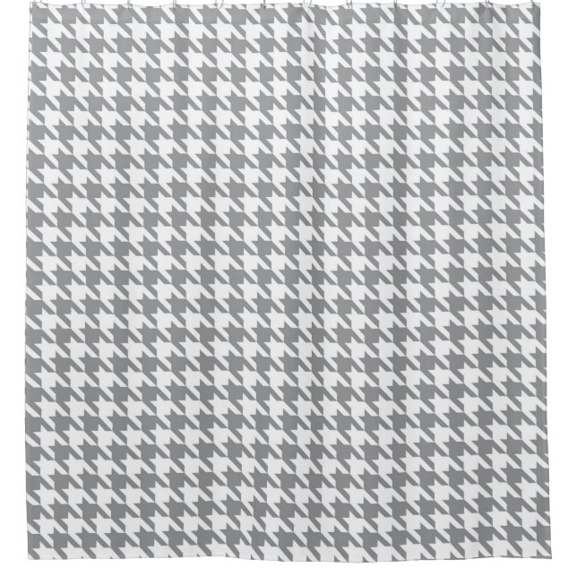 Cortina Para Chuveiro Teste padrão cinzento e branco de Houndstooth (Frente)