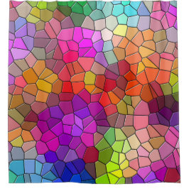 Cortina Para Chuveiro Teste padrão colorido do vitral