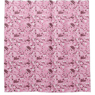 Cortina Para Chuveiro teste padrão cor-de-rosa bonito dos pássaros e d