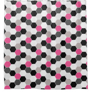 Cortina Para Chuveiro Teste padrão cor-de-rosa cinzento branco preto do