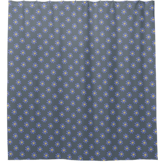 Cortina Para Chuveiro Teste padrão de flores gráfico azul doce (Frente)