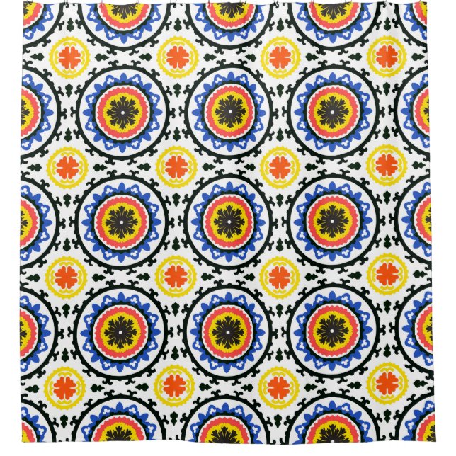 Cortina Para Chuveiro Teste padrão de Suzani (Frente)