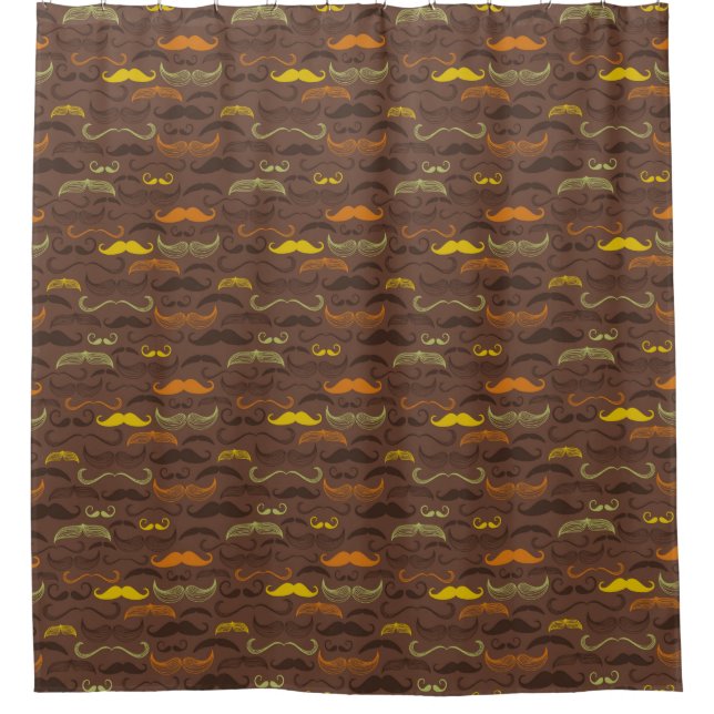Cortina Para Chuveiro Teste padrão do bigode, estilo retro 5 (Frente)