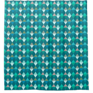 Cortina Para Chuveiro Teste padrão do Harlequin/diamante - cerceta e