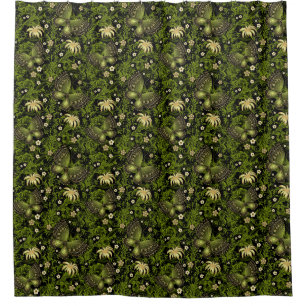 Cortina Para Chuveiro Teste padrão do Verde-ouro do primavera