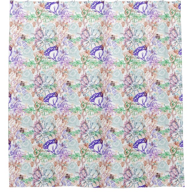 Cortina Para Chuveiro Teste padrão floral 9 (Frente)