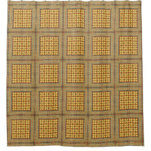 Cortina Para Chuveiro Teste padrão quadrado retro Funky do azulejo da