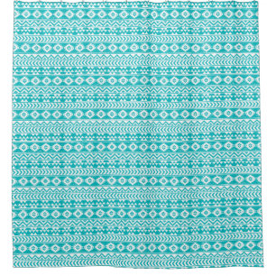 Cortina Para Chuveiro Teste padrão tribal asteca do Grunge da cerceta