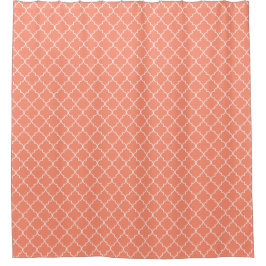 Cortina Para Chuveiro Teste padrão vermelho coral de Quatrefoil
