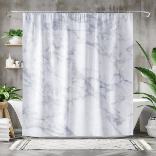 Cortina Para Chuveiro Textura Simples de Mármore Branco