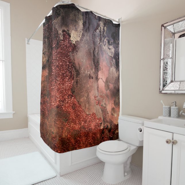 Cortina Para Chuveiro Tinta Brilhante Dourada de Cobre brilhante Emerald (In Situ)