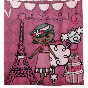 Cortina Para Chuveiro Torre Eiffel da diva do afro-americano do La do La