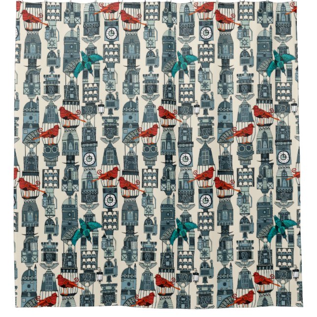 Cortina Para Chuveiro torres de galos (Frente)