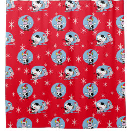 Cortina Para Chuveiro Vacas De Natal Do País Com Papai Noel