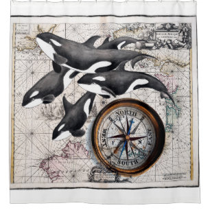 Cortina Para Chuveiro Vagem da orca