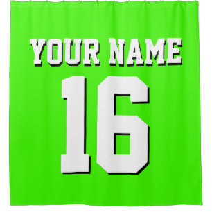 Cortina Para Chuveiro Verde limão White Sports Jersey Team