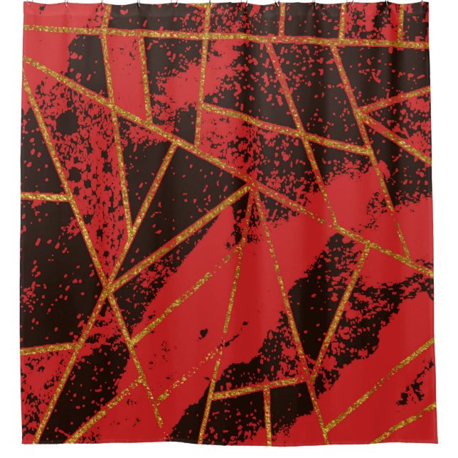 Cortina Para Chuveiro Vermelho #942 abstrato (Frente)