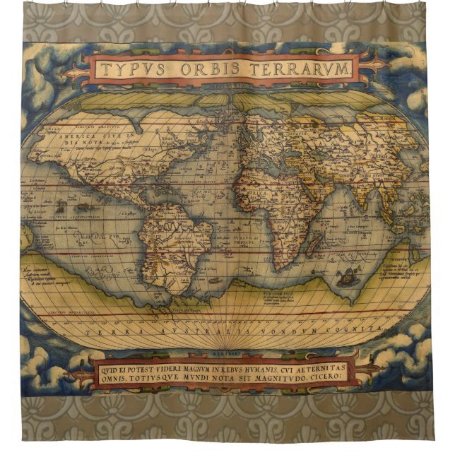 Cortina Para Chuveiro Viagem do Mapa Mundial Antiquado Ortelius Europa (Frente)
