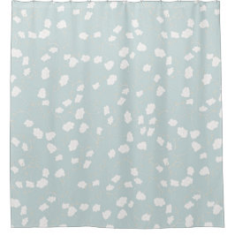 Cortina Para Chuveiro Vinhas Brancas Florais Sobre O Fundo Das Cinzas Az