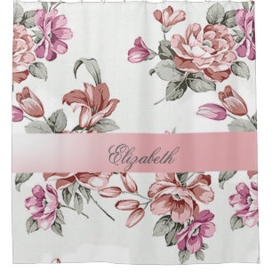 Cortina Para Chuveiro Vintage Chic Feminino Flores-Personalizadas