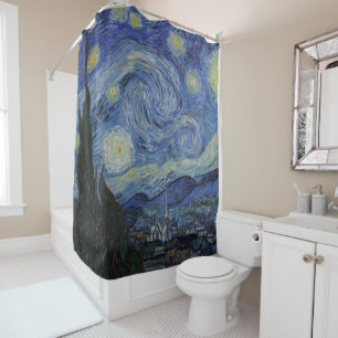 Cortina Para Chuveiro Vintage Van Gogh Na Noite Estrelada