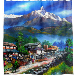 Cortina Para Chuveiro Visão Panorâmica Do Everest Mountain Nepal