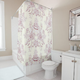 Cortina Para Chuveiro Vitoriano,amarelo macio, rosa macio,floral,padrão,