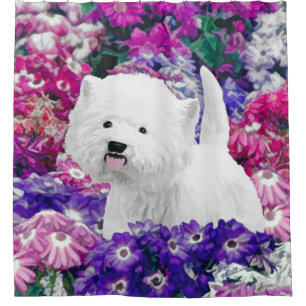 Cortina Para Chuveiro West Highland White Terrier Pintando Arte Canina