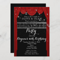 Cortinas e Convites de festas de prata Red HOLLYWO