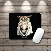 Coruja Aconchegante com Mouse Pad de Caneca de Caf
