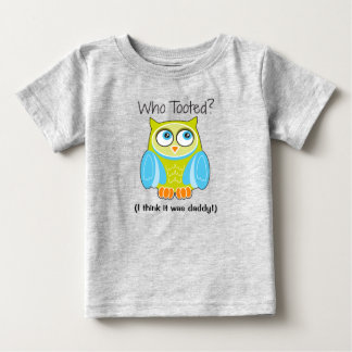 Coruja Azul Engraçada "Quem Jogou?" T-Shirt para c