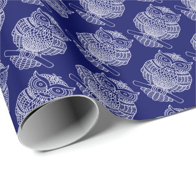 Coruja (azul escuro) - Papel de embrulho (Ponta do rolo)