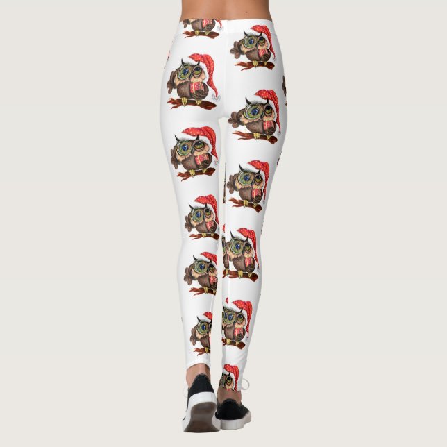 Coruja-Bebê Bonita Em Leggings De Chapéu De Natal (Verso)