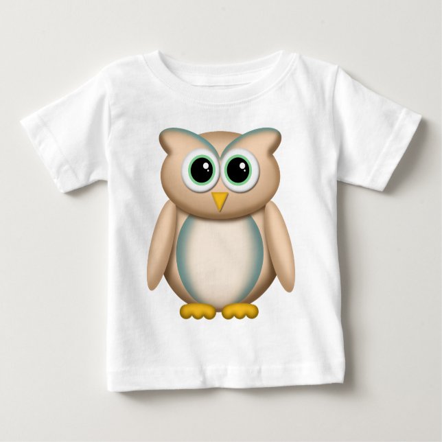 Coruja bonito com azul - t-shirt infantil (Frente)