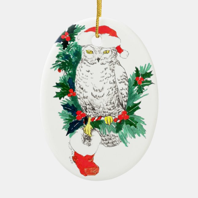 Coruja Caprichosa de Natal e Enfeite de Meia (Frente)