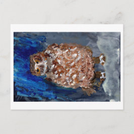 Coruja Chubby com cartão postal azul profundo