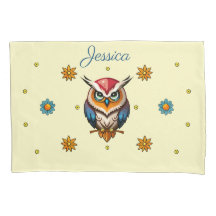 Coruja Colorida Bonita com Flores Meninas