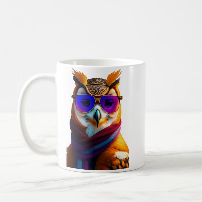 Coruja com óculos de sol caneca de café (Esquerda)