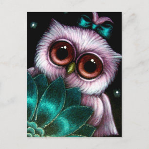 CORUJA COR-DE-ROSA - é UM CARTÃO da MENINA