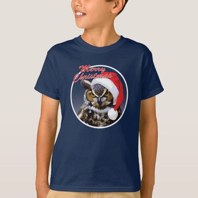 Coruja de Natal - Camisa T De Mãos Básicas Para Cr (Frente)