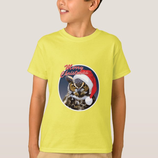 Coruja de Natal - Camiseta Básica para Crianças (Frente)