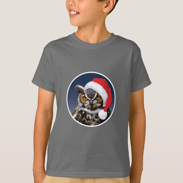 Coruja de Natal - Camiseta Básica para Crianças (Frente)