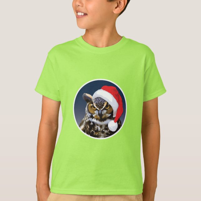 Coruja de Natal - Camiseta Básica para Crianças (Frente)