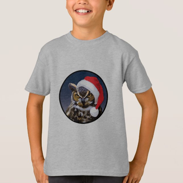 Coruja de Natal - Camiseta Básica para Crianças (Frente)