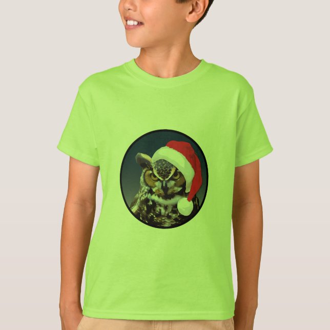 Coruja de Natal - Camiseta Básica para Crianças (Frente)