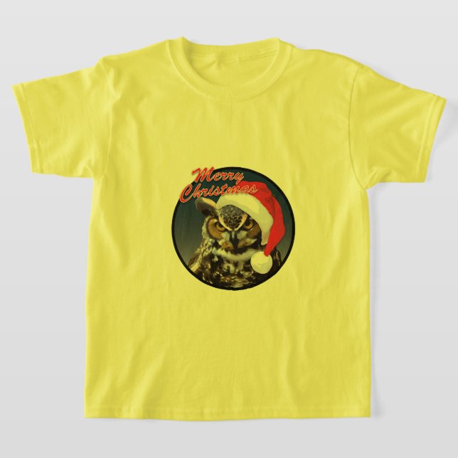 Coruja de Natal - Camiseta Básica para Crianças (Postura )