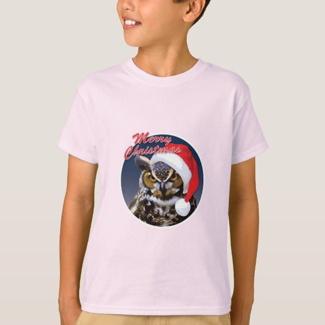 Coruja de Natal - Camiseta Básica para Crianças (Frente)
