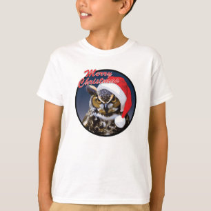 Coruja de Natal - Camiseta de Mão Básica para Cr