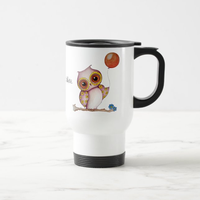 Coruja do bebê com a caneca de viagem customizável (Direita)