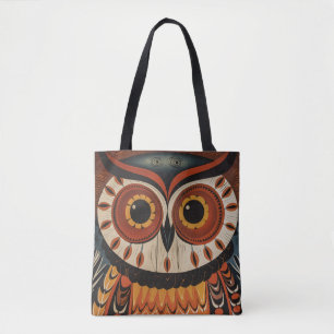 Coruja Face Arte Étnica Tote Bag